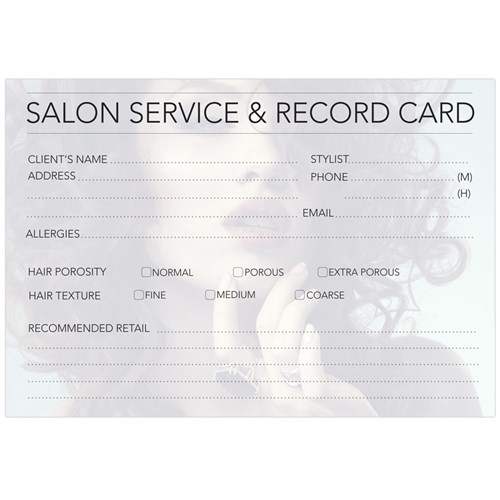 Hairdressing Hair Salon Client Record Card Template